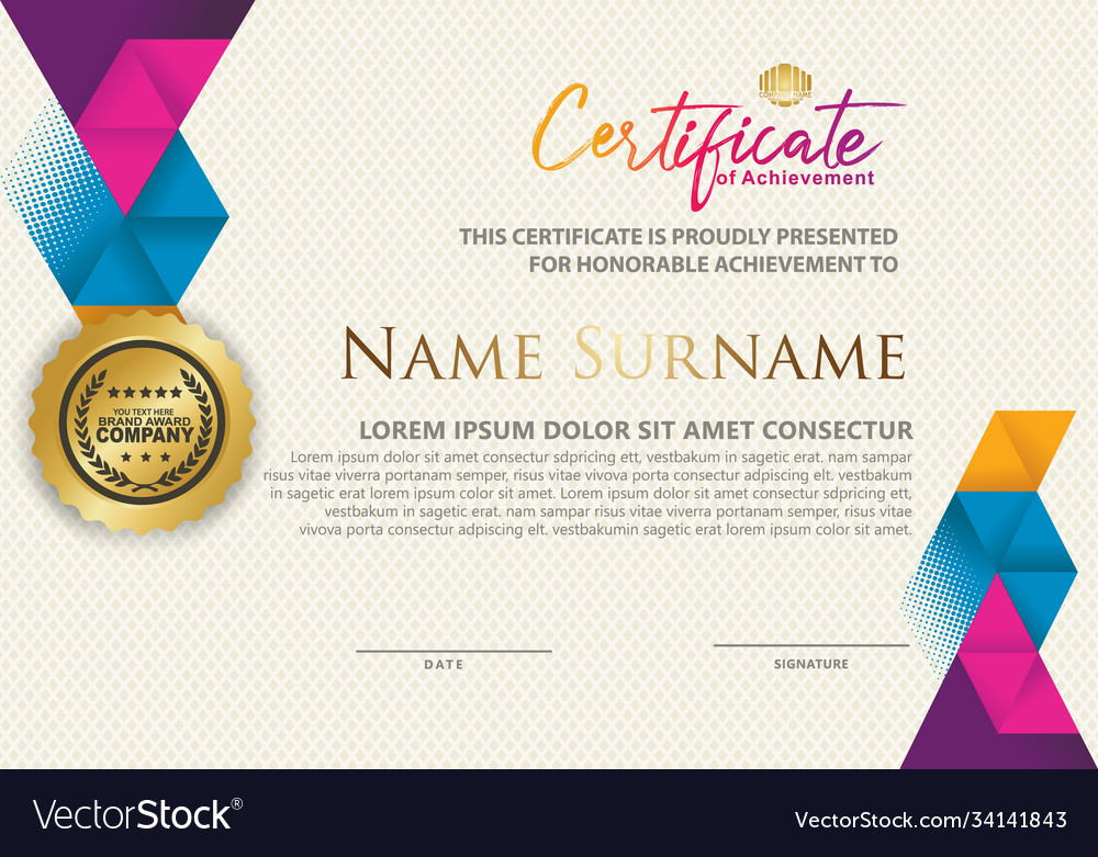 Certificate template with polygonal geometric Vector Image