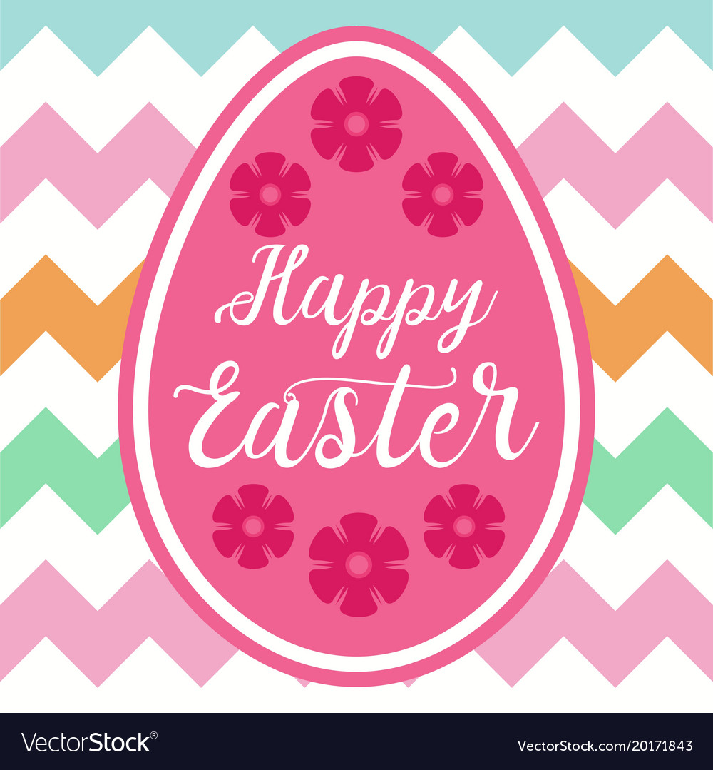 Easter decorative egg with zigzag background Vector Image