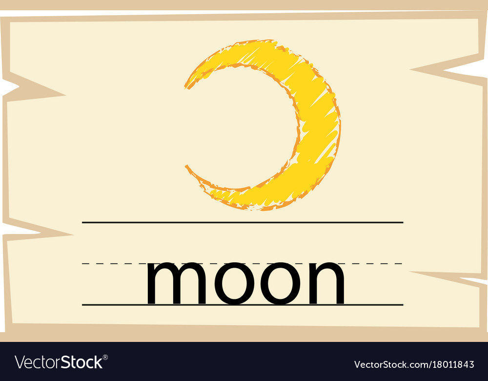 flashcard-design-for-word-moon-royalty-free-vector-image