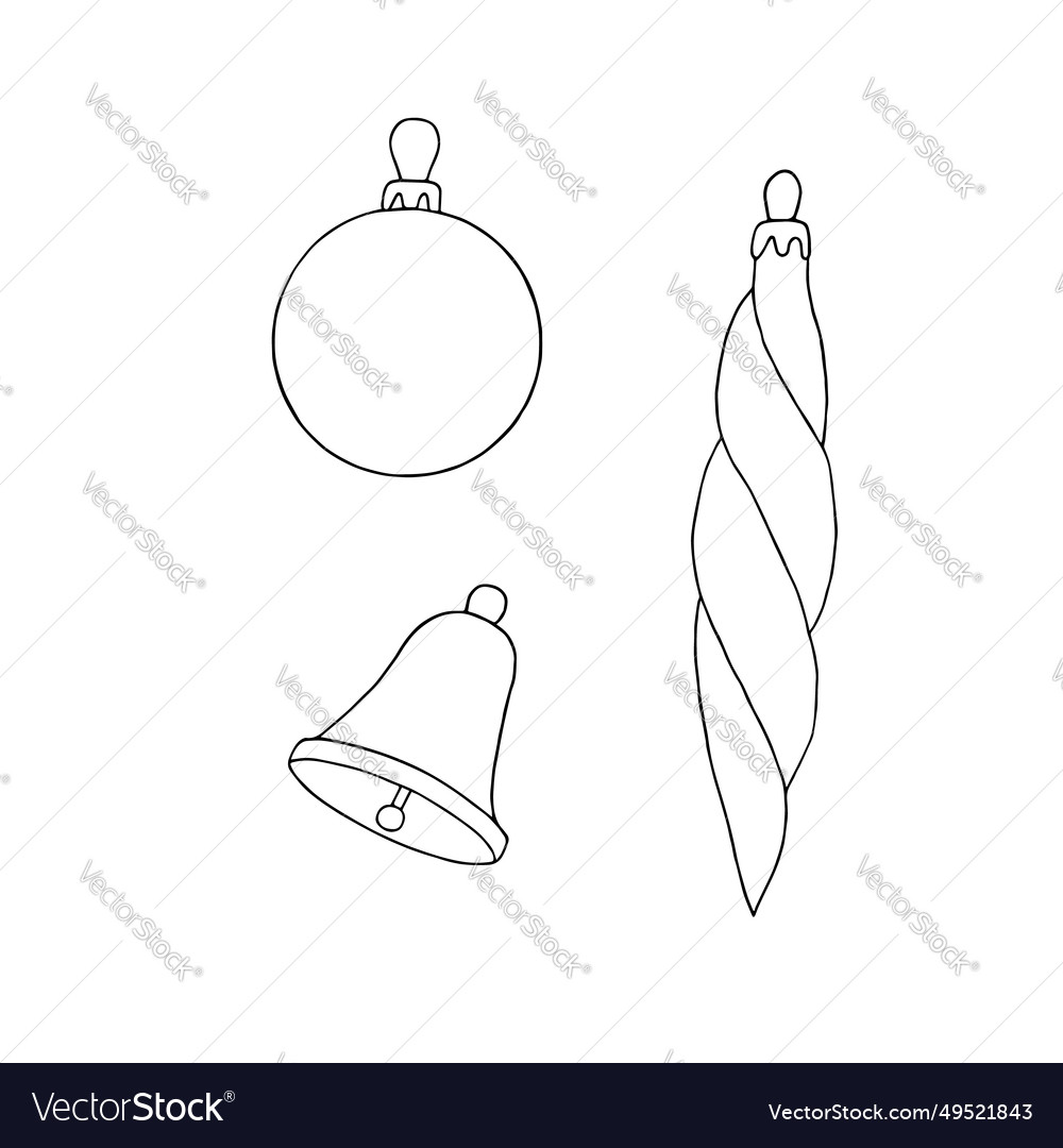 Set of hand drawn christmas balls image Royalty Free Vector