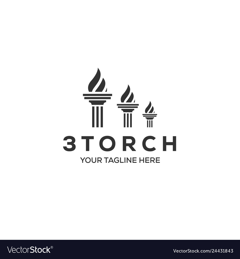 Three torch logo designs Royalty Free Vector Image