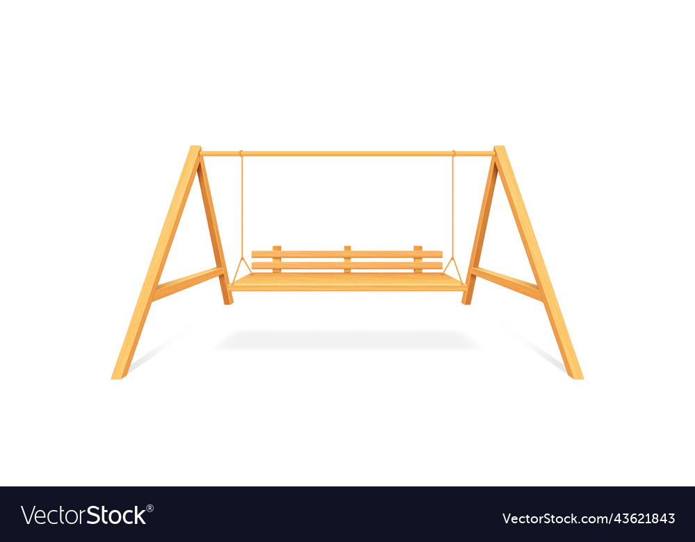 Wooden Porch Swing Hanging On Chains Isolated Vector Image