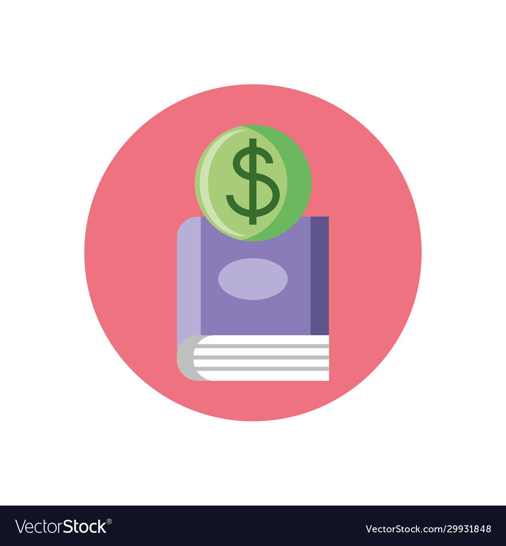 Book with money symbol icon colorful block style Vector Image