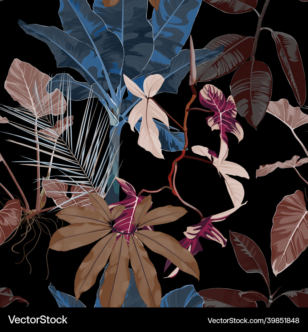 Botanical seamless pattern hand drawn various Vector Image