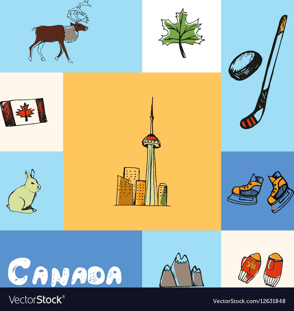 Canada Squared Concept with Doodles Royalty Free Vector