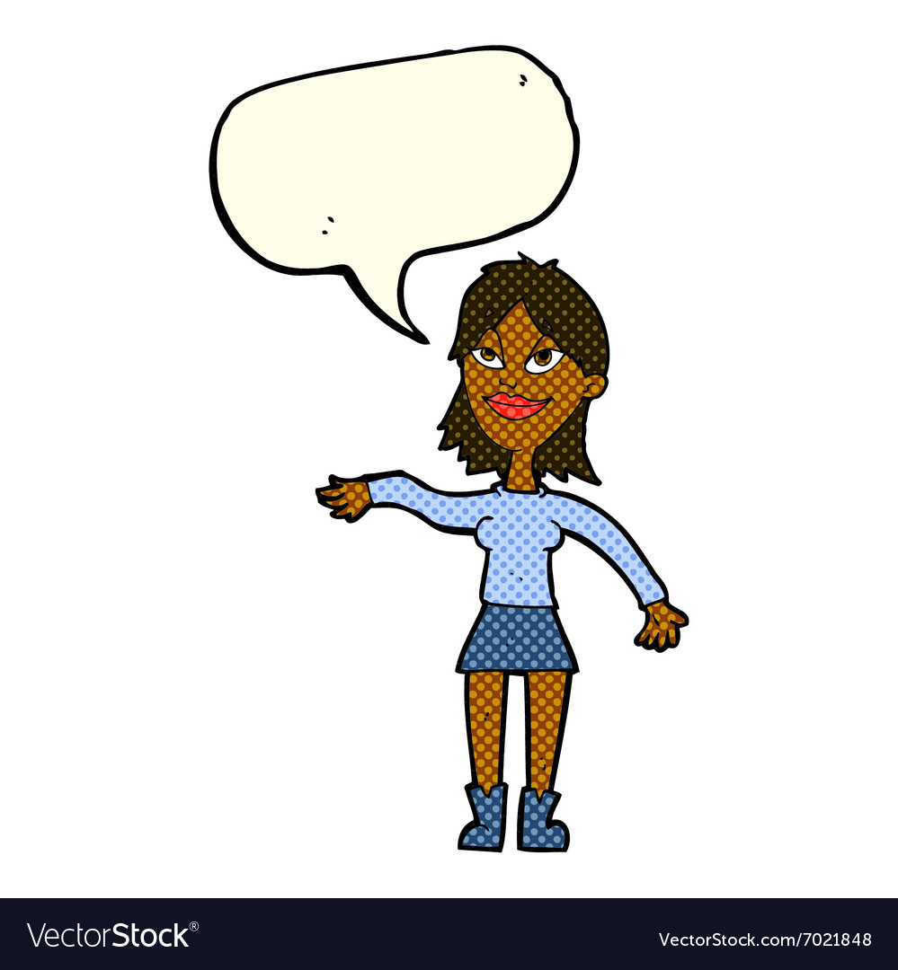 Cartoon woman making hand gesture with speech Vector Image