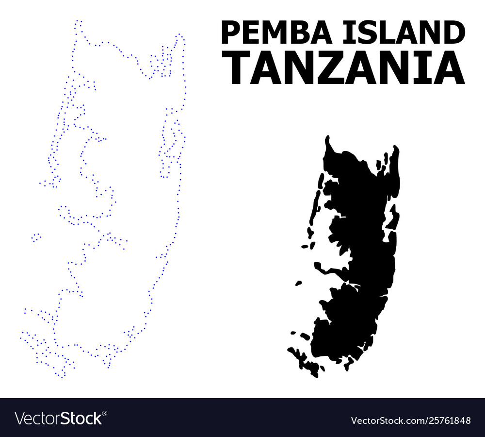 Contour dotted map pemba island Royalty Free Vector Image