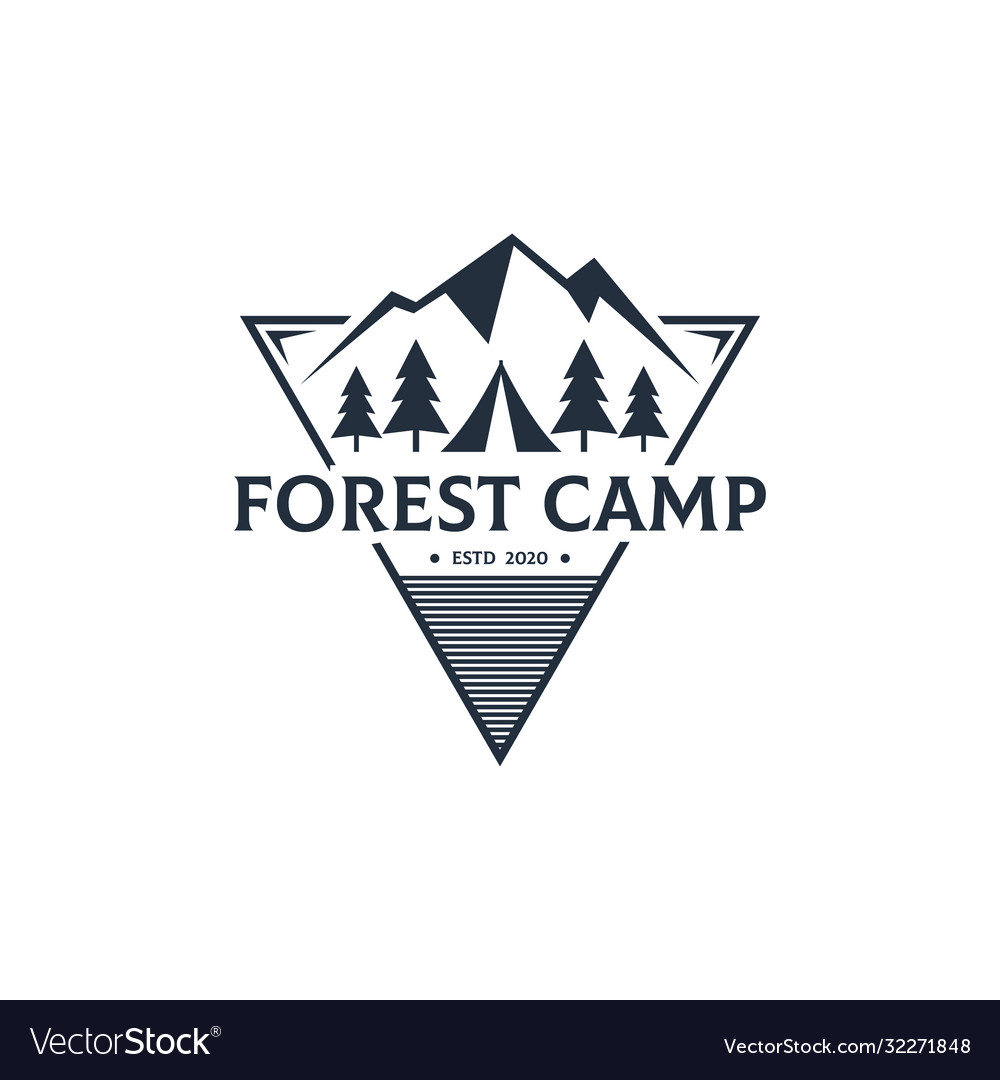 Forest camp outdoor logo design in triangle best Vector Image