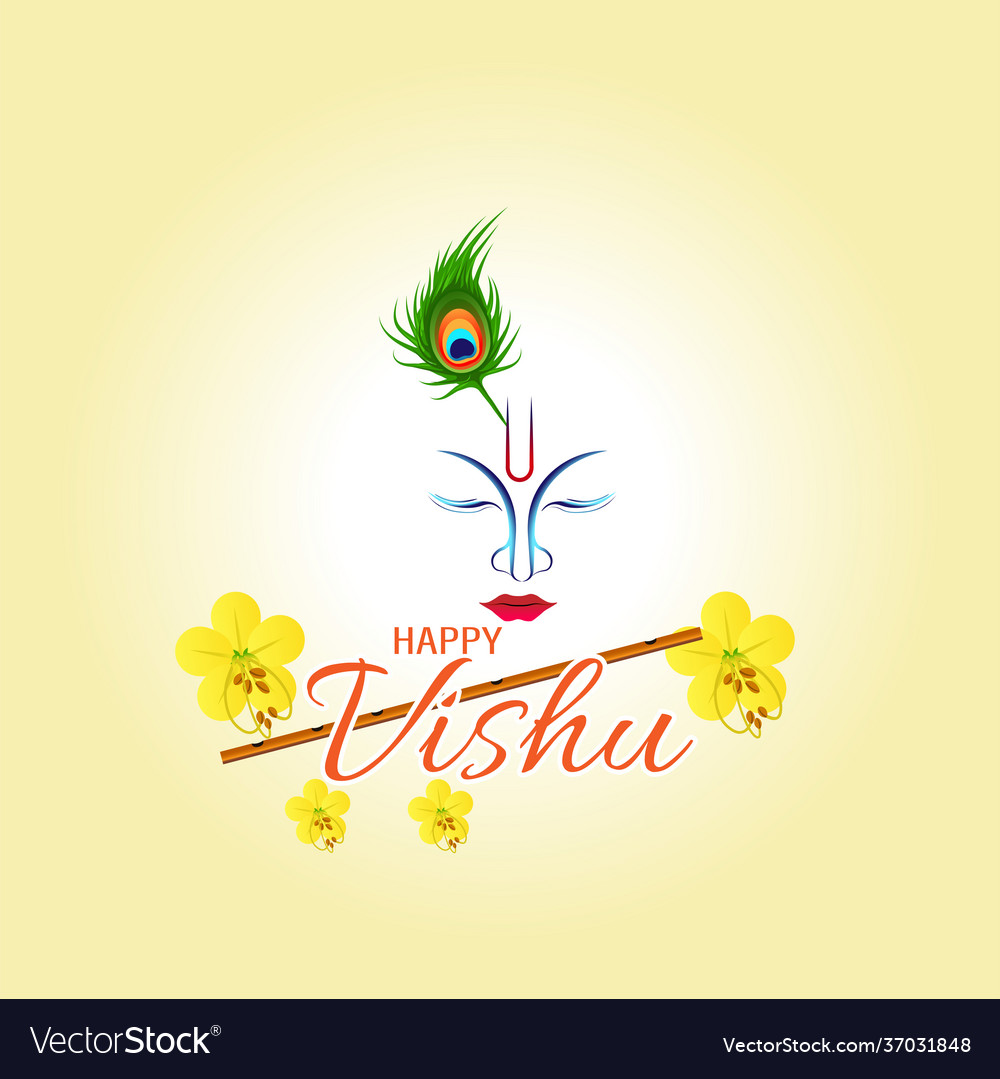 Happy vishu worship krishna Royalty Free Vector Image