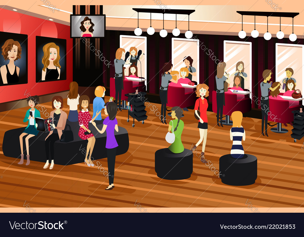 Hair salon scene Royalty Free Vector Image - VectorStock