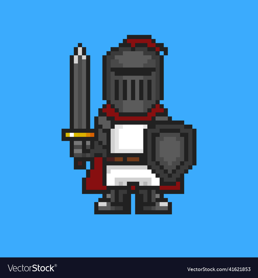 Knight in pixel art style Royalty Free Vector Image