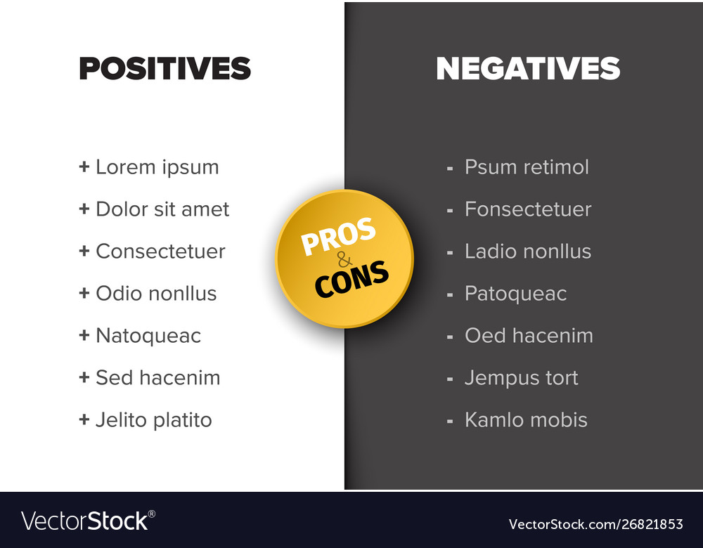 Pros and cons compare template table