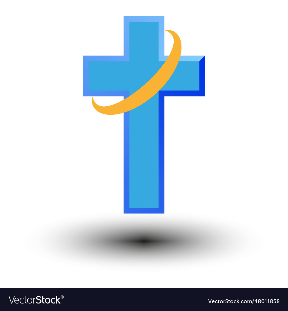 Blue cross cross with orange circle Royalty Free Vector