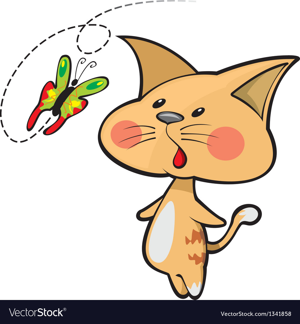 Cat And Butterfly Royalty Free Vector Image - Vectorstock