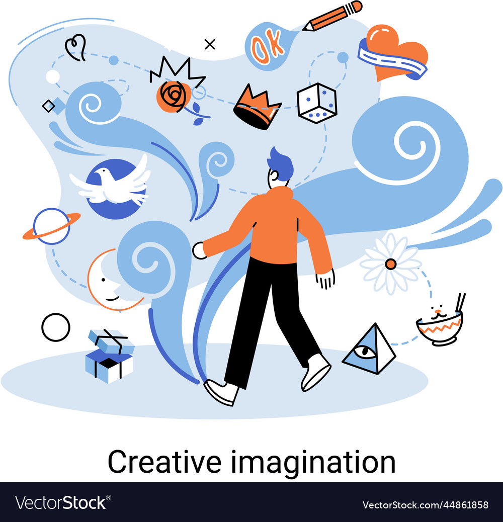 Creative imagination thoughtful person thinking Vector Image