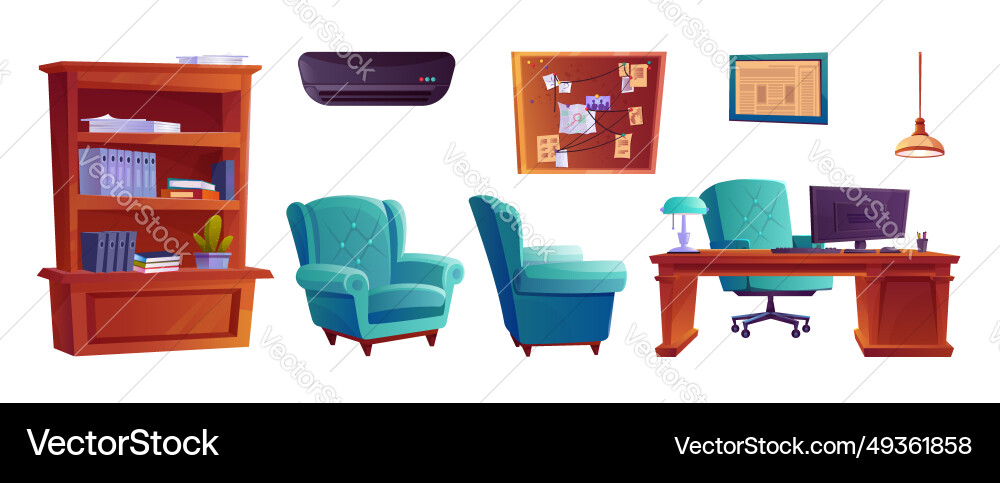 Detective office room interior equipment Vector Image