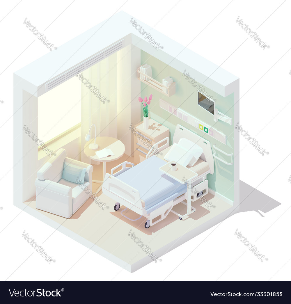 Isometric cozy hospital room Royalty Free Vector Image