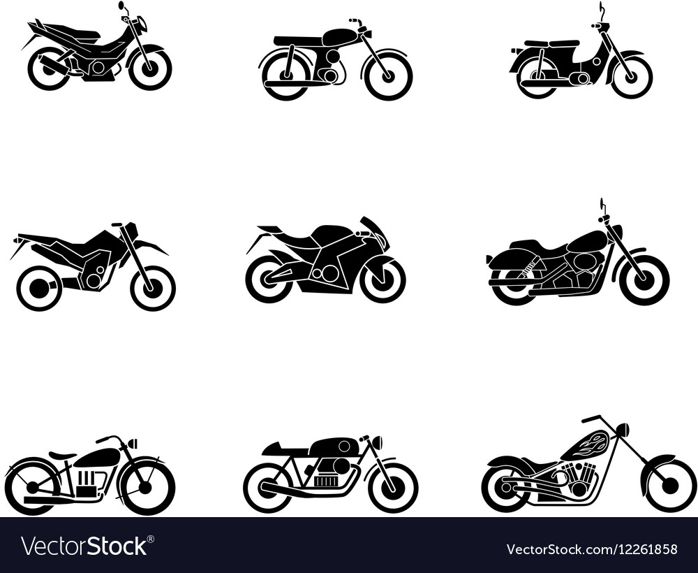 Motorbike silhouette icons set Royalty Free Vector Image