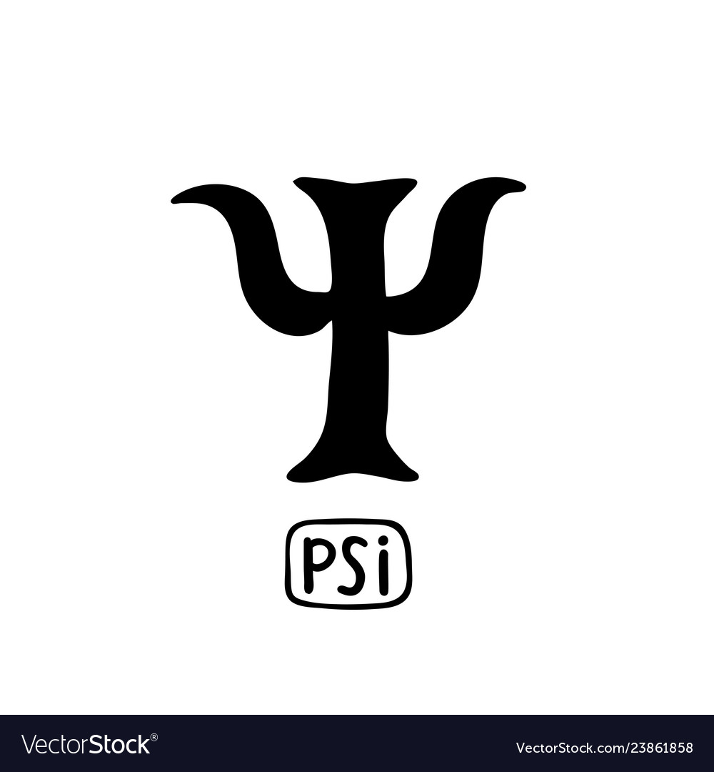 Psychology psi greek letter symbol black of hand Vector Image