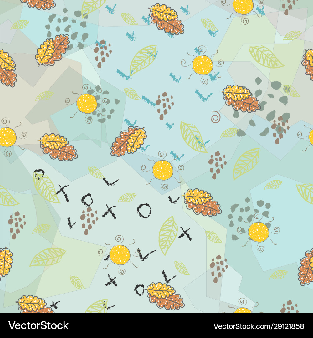 Seamless pattern with hand drawn leaves Royalty Free Vector