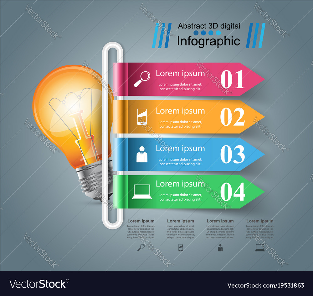 Infographic design bulb light icon Royalty Free Vector Image