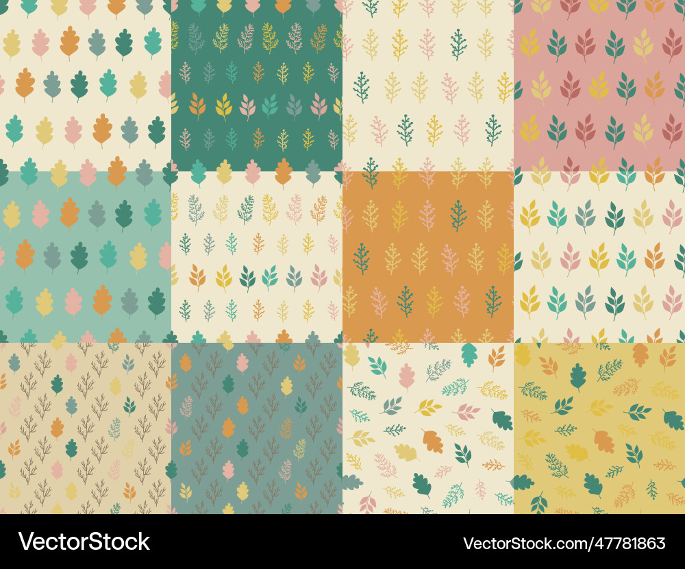 Seamless pattern with leaves set Royalty Free Vector Image