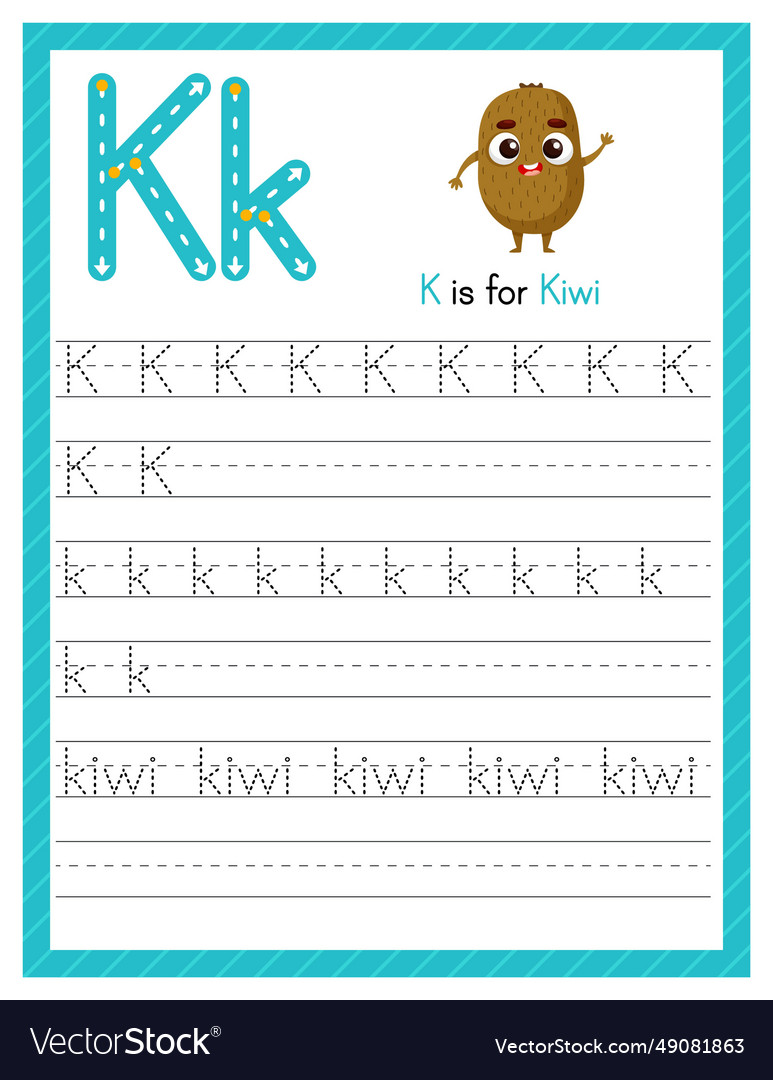 Trace letter k uppercase and lowercase alphabet Vector Image