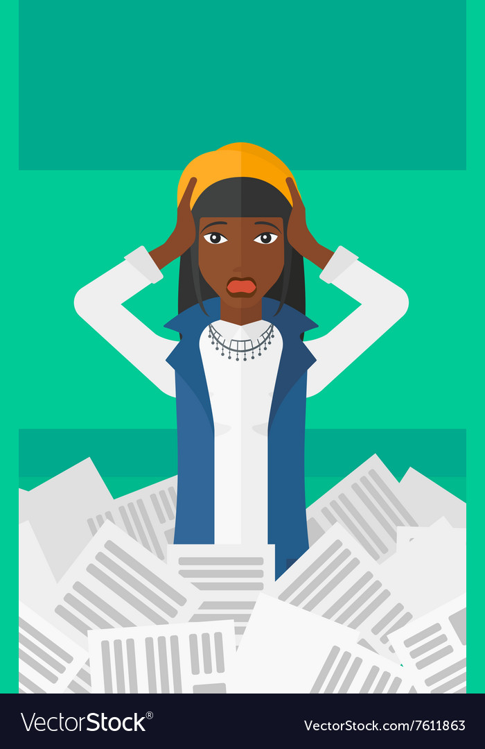 Woman in stack of newspapers Royalty Free Vector Image