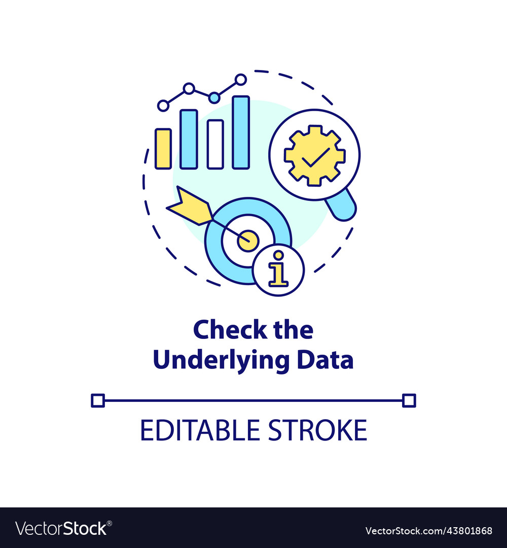 Check underlying data concept icon Royalty Free Vector Image