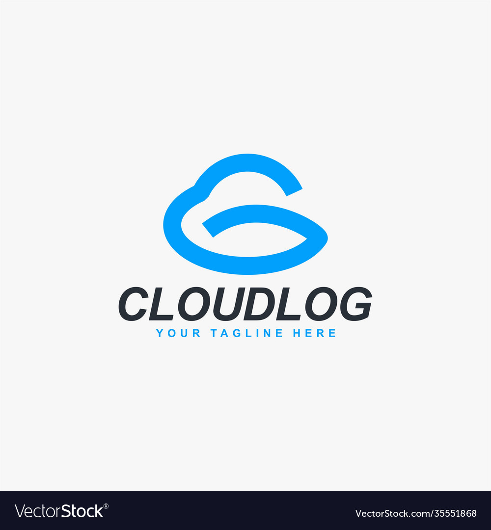 Cloud logo design outline blue Royalty Free Vector Image