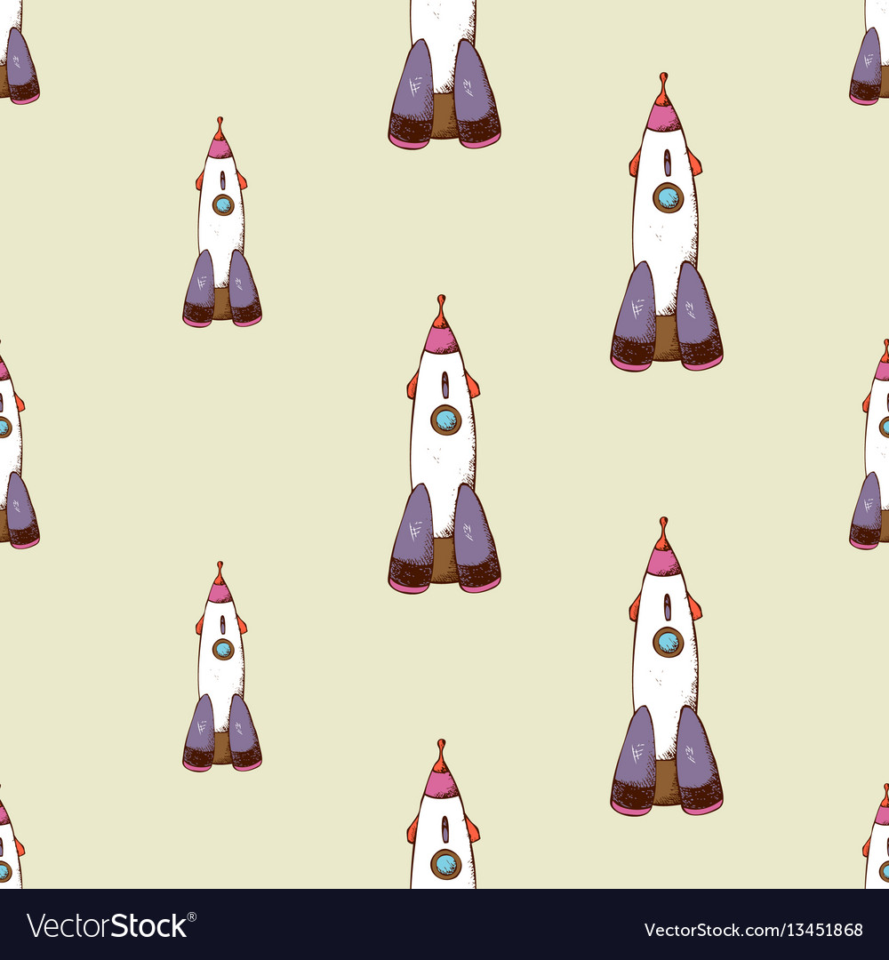 Rocket seamless pattern vector image Rocket seamless pattern