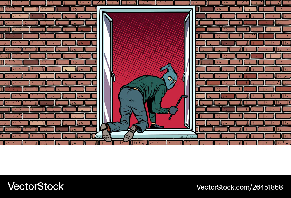 Thief is a burglar climbs in window Royalty Free Vector