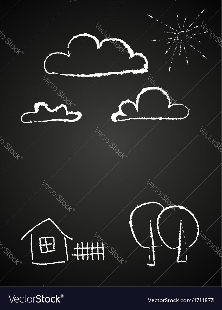 Childrens drawing of clouds in chalk Royalty Free Vector
