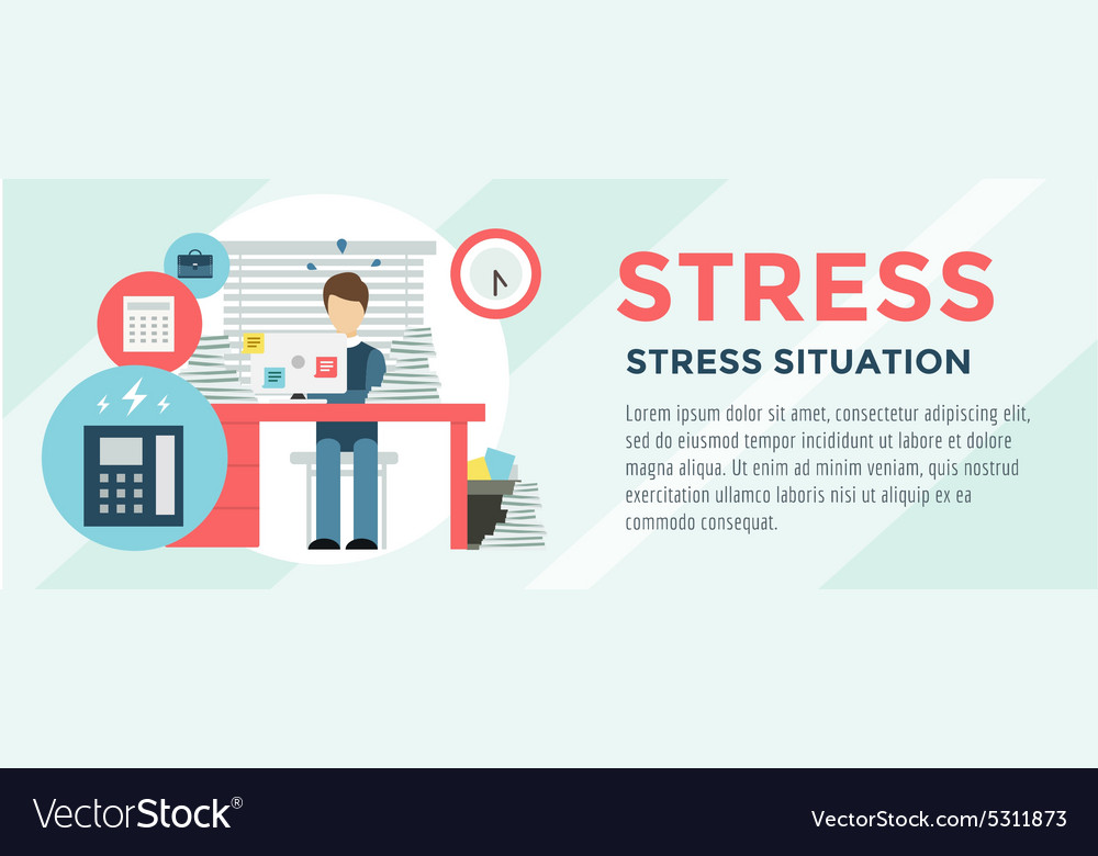 Clerk at stress office table Royalty Free Vector Image