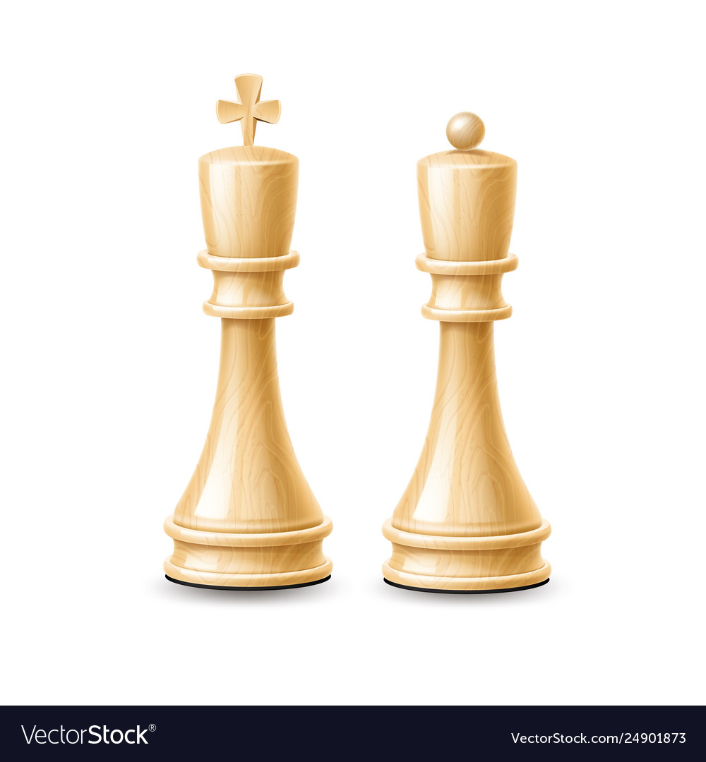 Realistic 3d King Queen Chess Pieces White Vector Image