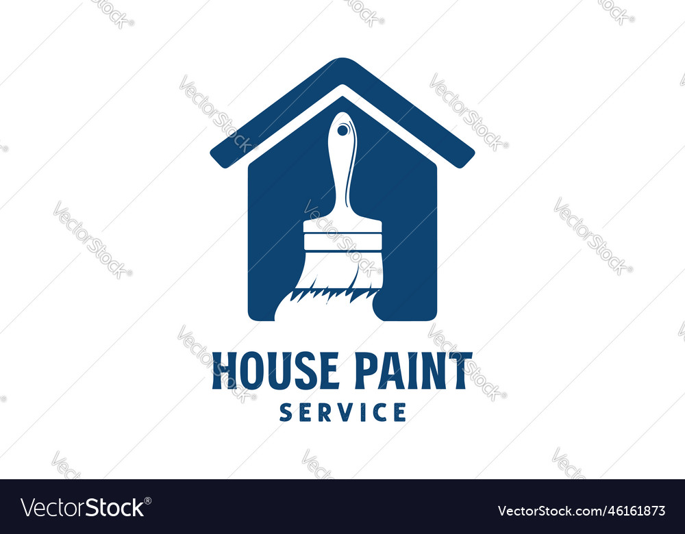 Simple minimalist house icon with paint brush Vector Image