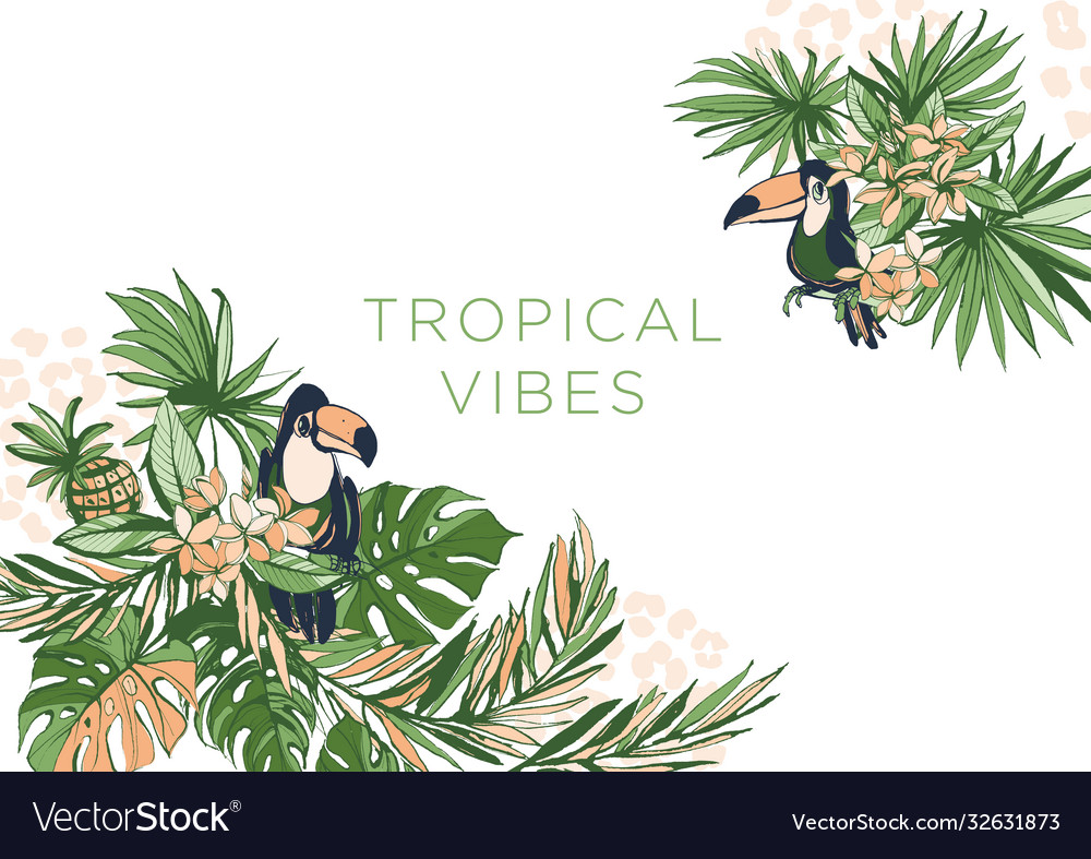 Tropical floral summer party vector image Tropical floral summer party