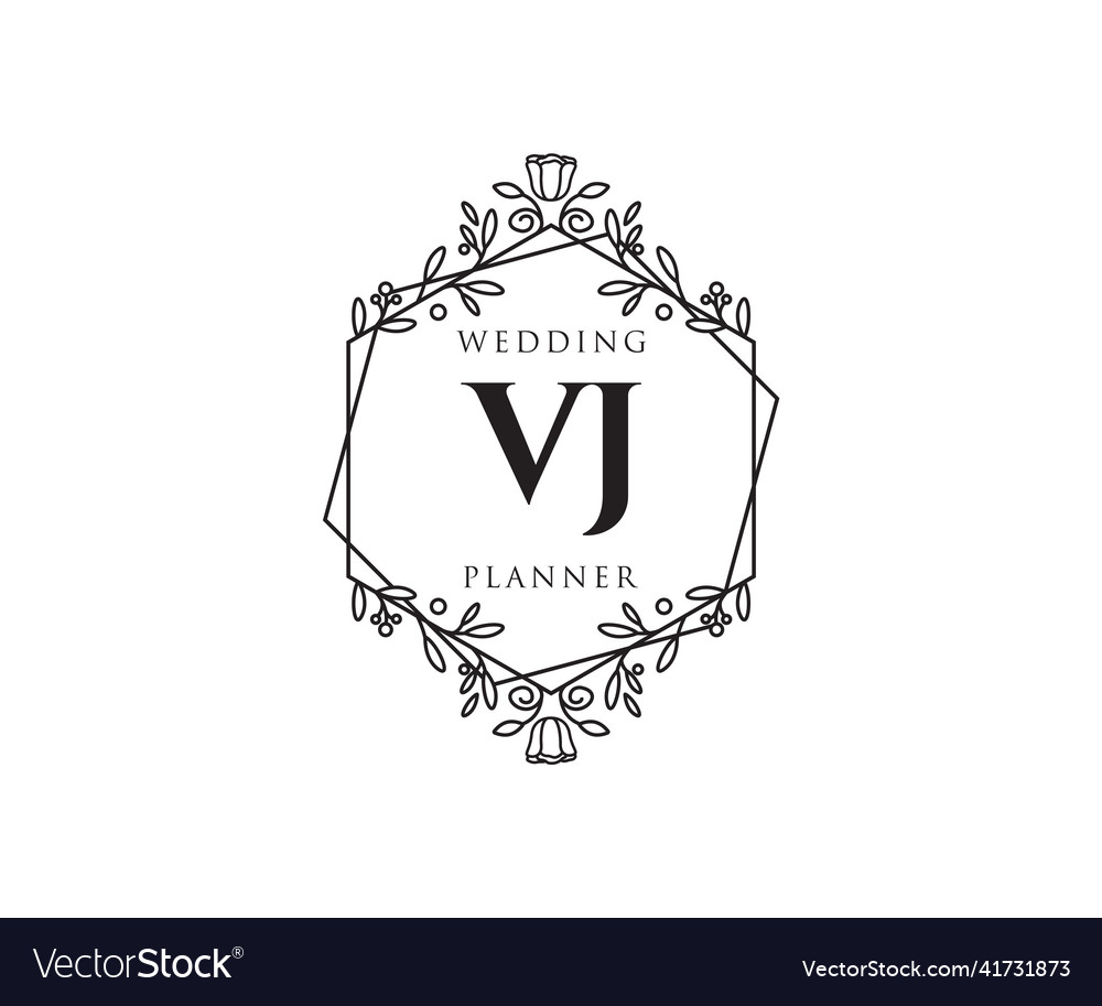 Vj initials letter wedding monogram logos Vector Image