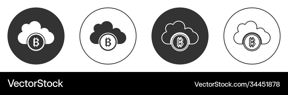 Black cryptocurrency cloud mining icon isolated Vector Image