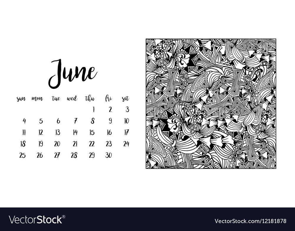 desk calendar template for month june royalty free vector