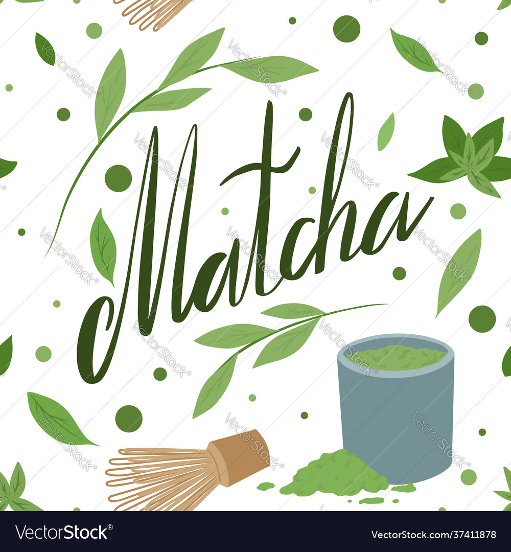 japanese-green-tea-matcha-seamless-pattern-vector-image