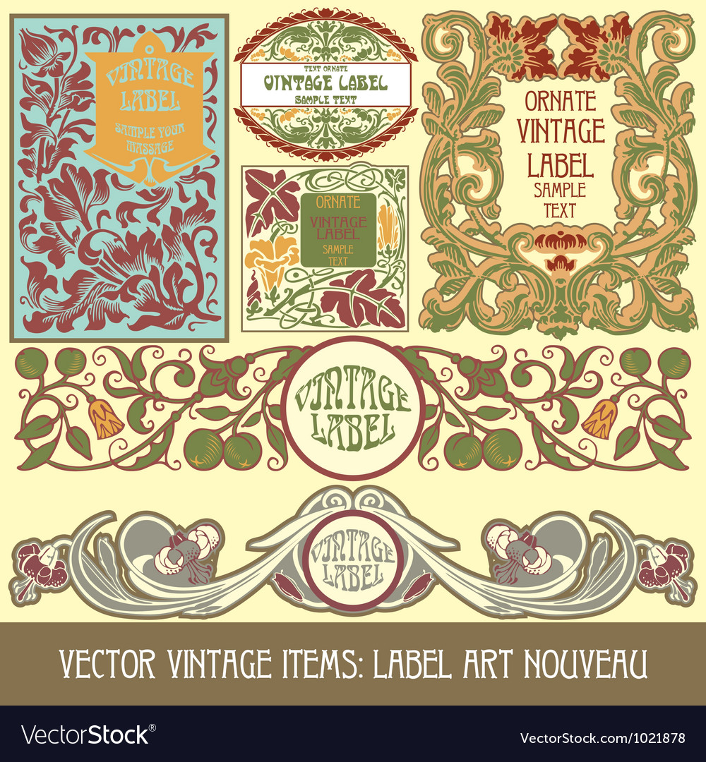 Label art nouveau Royalty Free Vector Image VectorStock