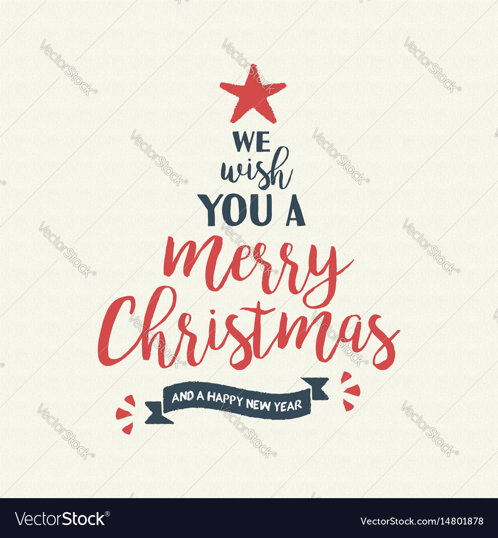 Merry christmas quote tree lettering Royalty Free Vector