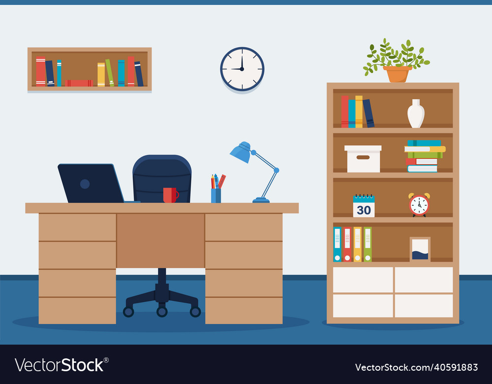 Workplace in office cabinet with workspace Vector Image