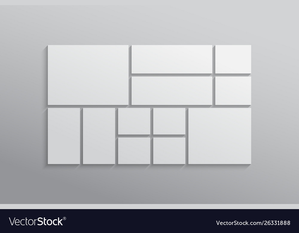 Empty collage board twelve frames photo Royalty Free Vector