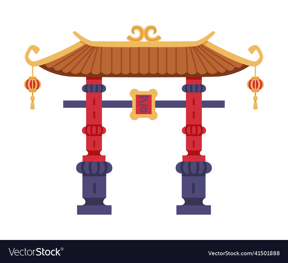 Gate as symbolic entrance at shinto shrine Vector Image