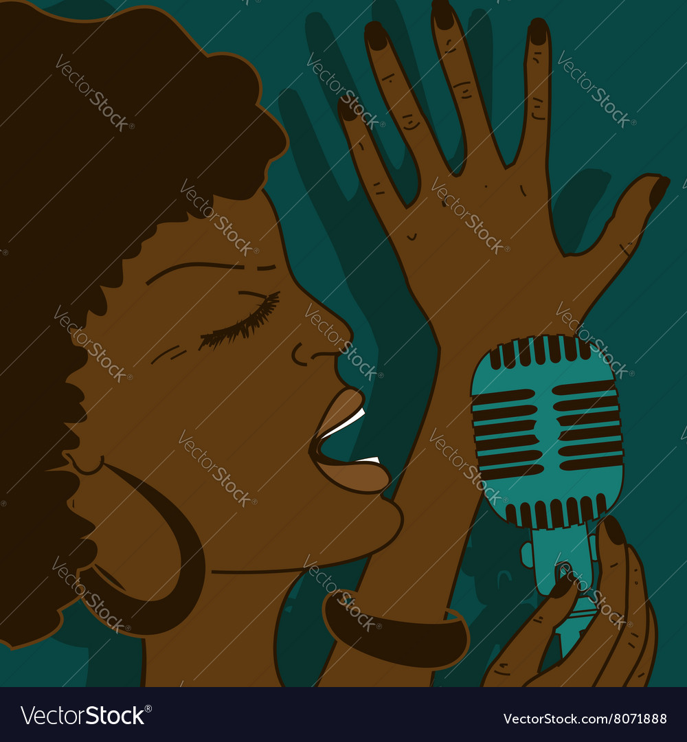 Portrait singing woman Royalty Free Vector Image