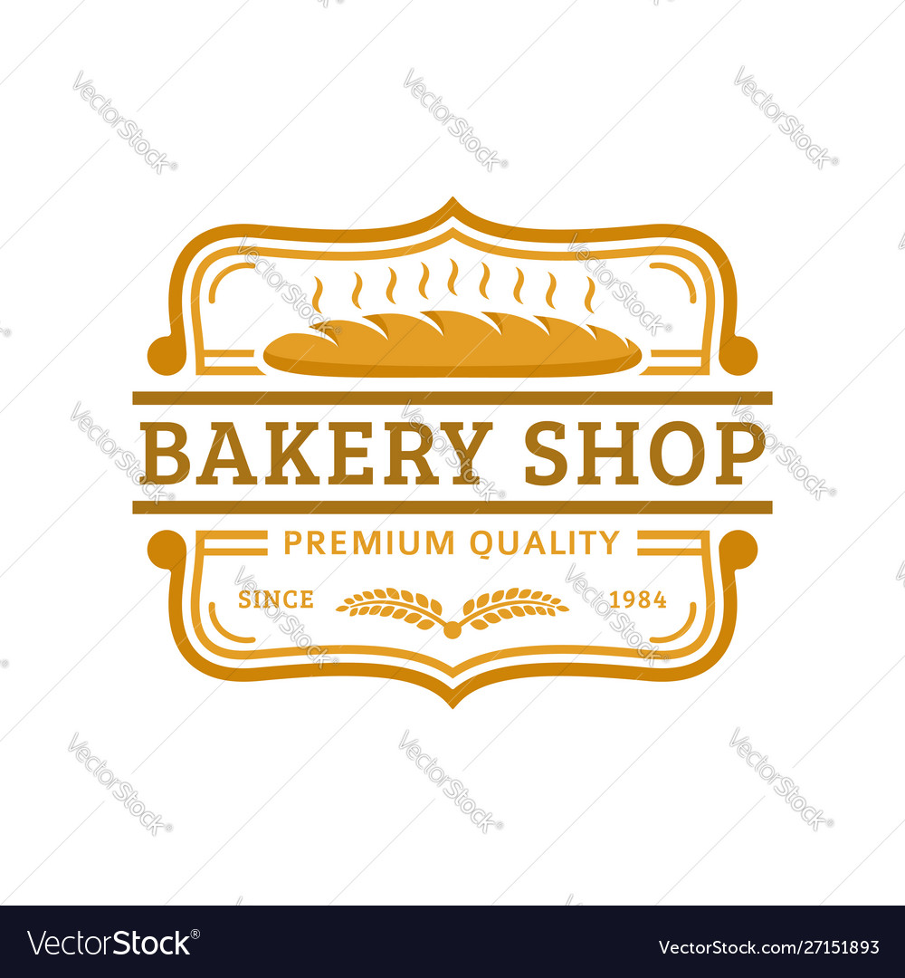 Bakery logo template shop emblem vintage Vector Image