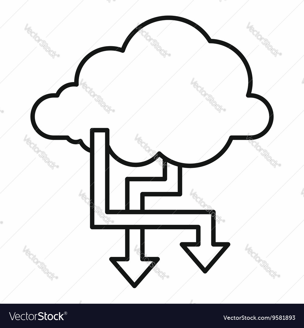 Cloud and arrows icon outline style Royalty Free Vector