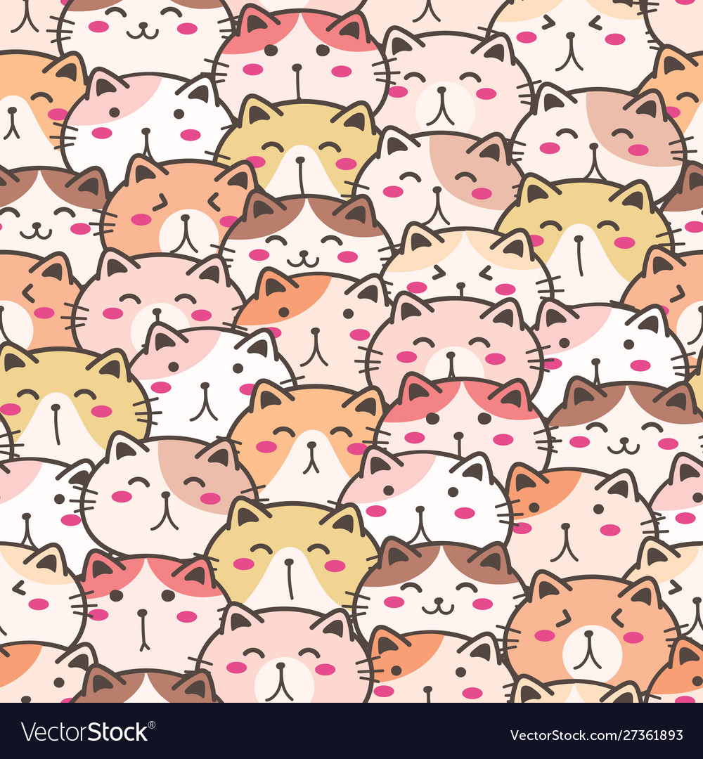 Cute cat seamless pattern background Royalty Free Vector